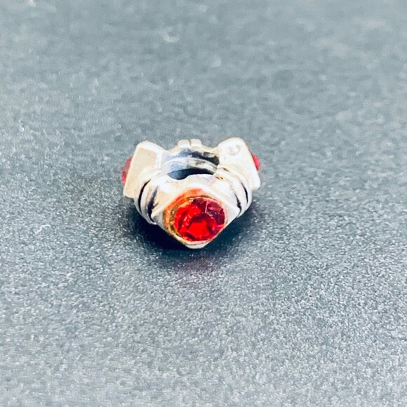 Sterling Silver 925 Red Crystal Slide Charm For Slide Charm Bracelets - Picture 2 of 10